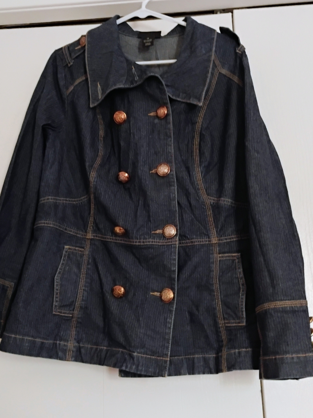Lane Bryant Dark Blue Denim Double-Breasted Jacket